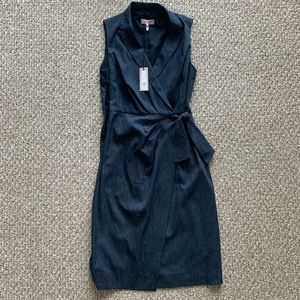 NTW TAILORED PINSTRIPE SUITING WRAP DRESS